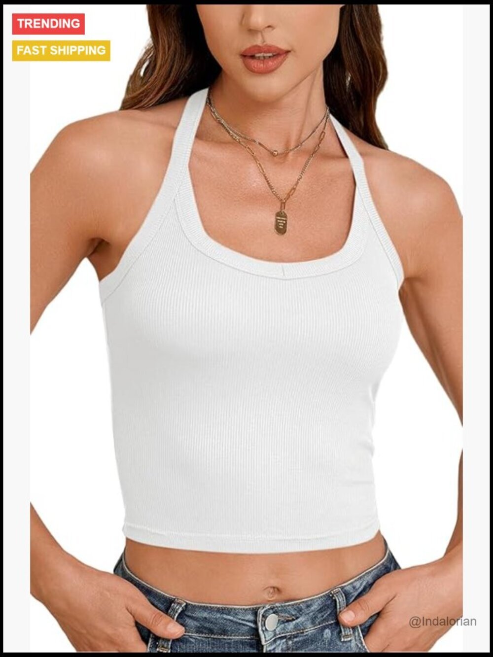 Halter Ribbed Tank Top Cropped Going Out Shirts Sleeveless